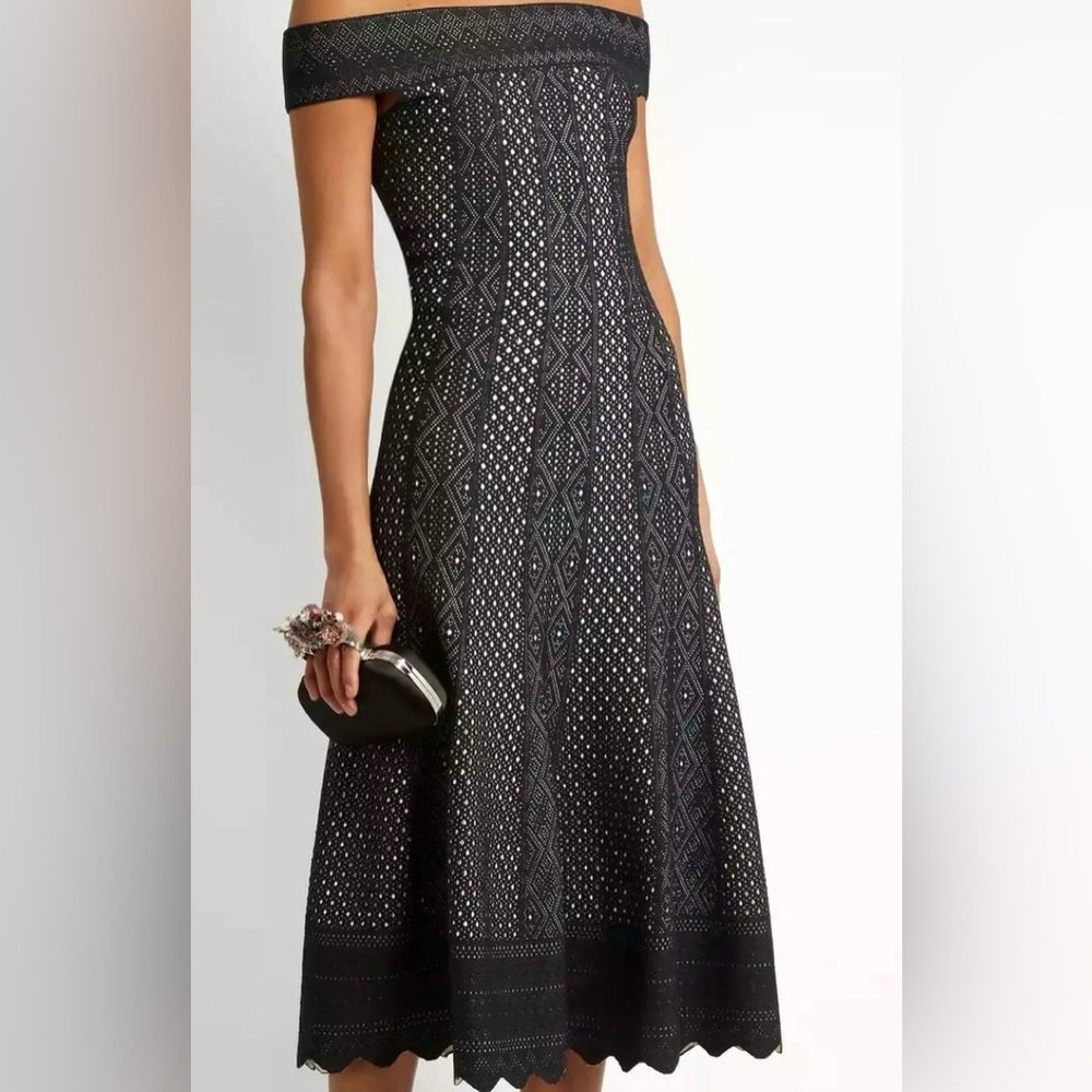 Alexander McQueen Black and White Geometric Maxi Dress